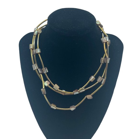 Gold and Stone Necklace Clasp Costume Jewelry - Picture 1 of 6